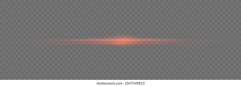 Linha de efeito de luz abstrata. Velocidade ​ ​ilustração vetorial, estrada. Feixes de laser vermelho isolados sobre fundo preto. Flash de lente vermelha. Raios horizontais brilhando no escuro.