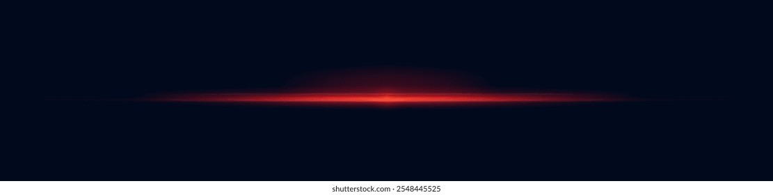 Abstract light effect line. Speed ​​vector illustration, road. Red laser beams isolated on black background. Red lens flash. Horizontal rays glowing in the dark.
