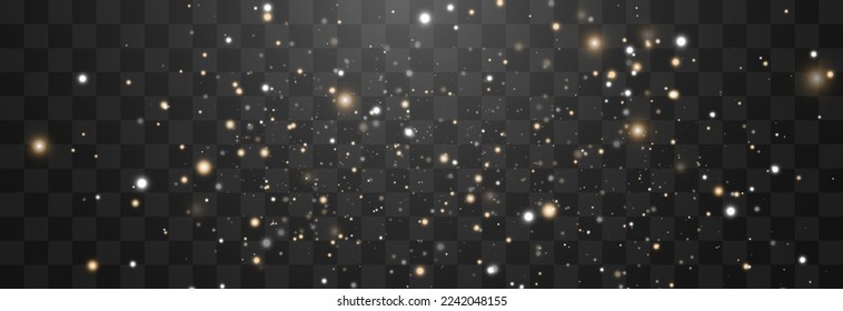 Abstract light effect on png background. Vector luxury sparkles. Sparkling particles of fairy dust. Flying particles of light isolated on transparent. Magical light dust, dusty shine