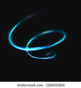 Abstract light effect on transparent.
Neon blurry glowing circles at motion. Luminous twist spiral. Light swirl painting concept.