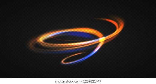 Abstract light effect at transparent.
Neon blurry glowing circles at motion. Luminous spiral. Light painting concept.
Vector object for Your design solutions