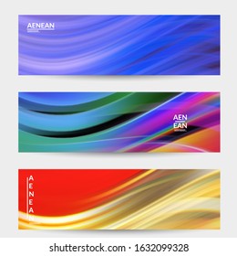 Abstract light effect wave banner. Laser beams motion speed of sound in the space. Technology computer science data communication background. Fluid blurred futuristic shimmering rays.