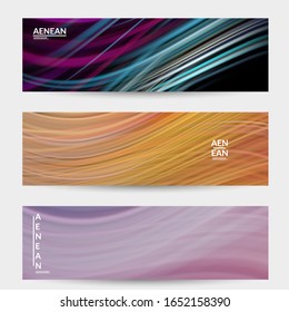 Abstract light effect wave banner. Laser beams motion speed of sound in the space. Technology computer science data communication background. Fluid blurred futuristic shimmering rays.