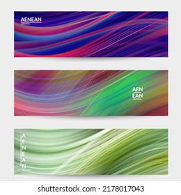 Abstract light effect wave banner. Laser beams motion speed of sound in the space. Technology computer science data communication background. Fluid blurred futuristic shimmering rays.