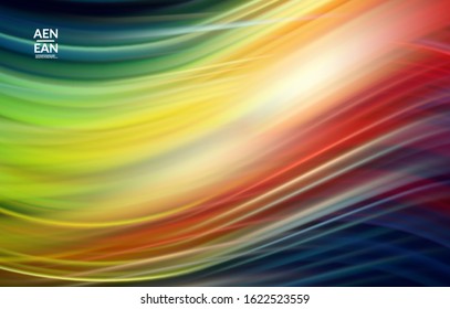 Abstract light effect wave wallpaper. Laser beams motion speed of sound in the space. Technology computer science data communication background. Fluid blurred futuristic shimmering rays..