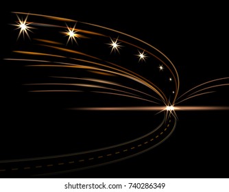 Abstract light effects. Car lights. Road, street, highway, expressway. Vector illustration
