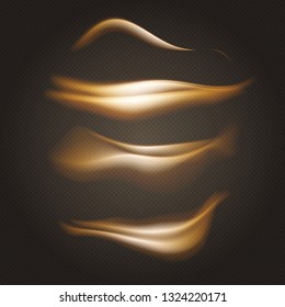 Abstract light effects. Yellow transparent rays. Neon fluid illustration.