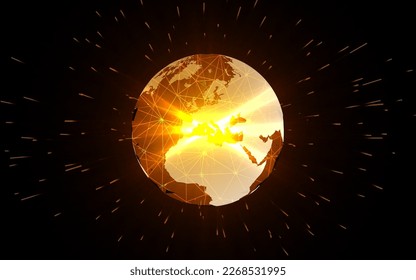 Abstract light energy, Earth explosion effect. Fast motion effect. Vector background.