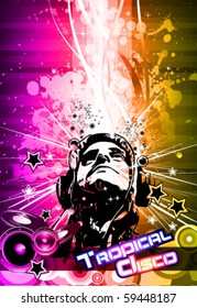 Abstract Light Explosion Disco Flyer with DJ shape