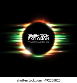 Abstract light explosion. Holiday light rays. Vector design layout for your flyers, covers, posters, brochures.