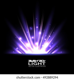 Abstract light explosion. Holiday light rays. Vector design layout for your flyers, covers, posters, brochures.