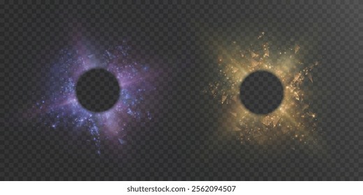 Abstract light explosion with space for text or object in the center, bright light object for illustrations or game interfaces. Vector