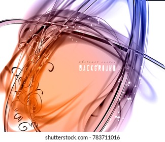 Abstract light festive dynamic background. Expressive vector frame with contrast glowing fibers 