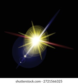 Abstract light flare starburst glow effect on dark background suitable for digital design creative projects typography prints posters and modern visual compositions