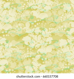 Abstract light floral background.  Branches flowers silhouette,  seamless texture. 