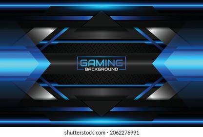 Abstract light futuristic blue and black gaming background with modern esport shapes. Vector design template technology concept can use element game banner, sport poster, cyber wallpaper, web