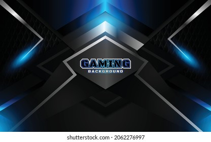 Abstract light futuristic blue and black gaming background with modern esport shapes. Vector design template technology concept can use element game banner, sport poster, cyber wallpaper, web