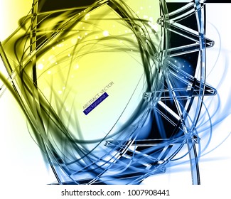 Abstract light futuristic dynamic background. Expressive cool vector frame with contrast glowing fibers.