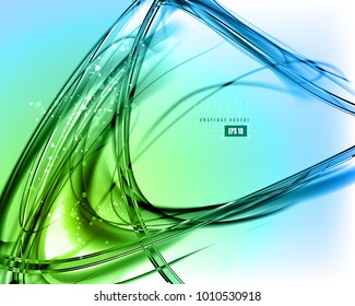 Abstract light futuristic dynamic background. Expressive cool vector frame with contrast glowing fibers.