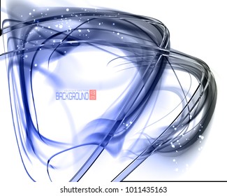 Abstract light futuristic dynamic background. Expressive cool vector frame with contrast glowing fibers. 