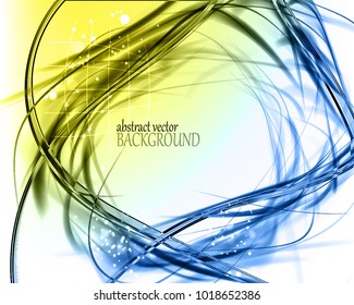 Abstract light futuristic dynamic background. Expressive cool vector frame with contrast glowing fibers.