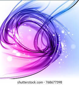 Abstract light futuristic dynamic background. Expressive cool vector frame with contrast glowing fibers 
