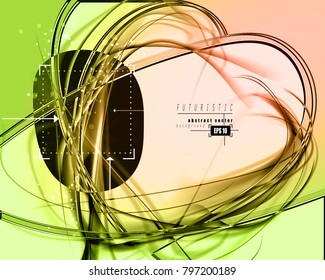 Abstract light futuristic dynamic backgrounds. Expressive cool vector frame with contrast glowing fibers