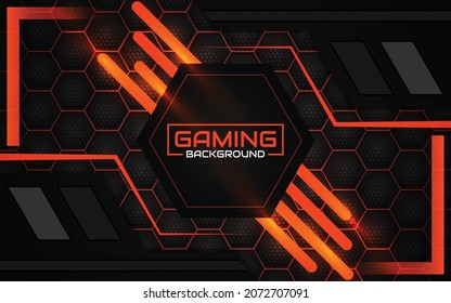 Abstract light futuristic orange and black gaming background with modern esport shapes. Vector design template technology concept can use element game banner, sport poster, cyber wallpaper, web