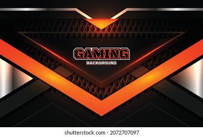 Abstract light futuristic orange and black gaming background with modern esport shapes. Vector design template technology concept can use element game banner, sport poster, cyber wallpaper, web