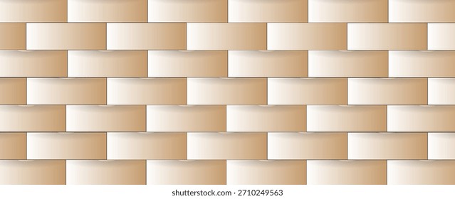 Fondo geométrico de luz Abstractas. Textura de ladrillo blanco y oro sin costuras. Ilusión de moda 3d patrón repetible. Ilustración vectorial