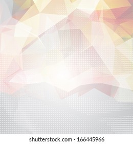 Abstract light geometric background with transparent triangles and dotted pattern