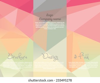 Abstract light geometric pink and green background in vector design. Tri-Fold or three fold Brochure Design