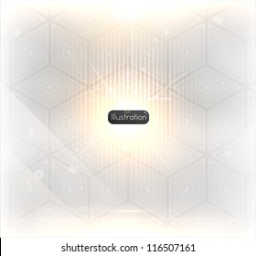 Abstract light glow background with snowflakes for winter design. Vector illustration