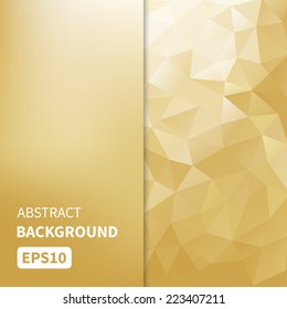 Abstract light gold vector geometric background with triangles EPS10 