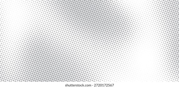 Abstract light gray halftone dot background with diagonal geometric pattern. Minimal modern texture suitable for banner, poster, presentation, website background