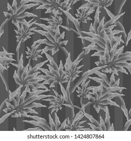  abstract light gray palm trees drawn on a dark gray background