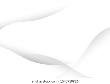 Abstract light gray wave concept with shadow white background vector illustration.