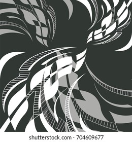 Abstract light gray and white elements on dark gray background