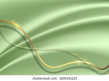 Abstract light green background with golden lines.