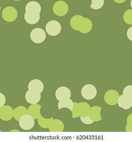 Abstract Light Green Bubbles Located on the Top and on the Bottom of the Image on Green Background