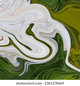 Abstract light green geometric background, liquid acrylic flow, marble effect