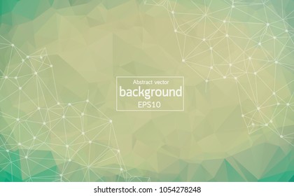 Abstract Light Green Geometric Polygonal background molecule and communication. Connected lines with dots. Concept of the science, chemistry, biology, medicine, technology.