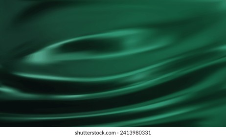 Abstract light green gradient background. Minimalistic subtle wavy silk texture. 3D vector illustration.