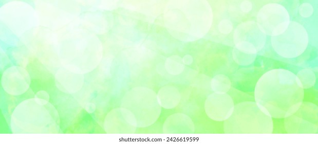 Fondo abstracto de la textura del vector de la acuarela verde claro con bokeh y burbujas para el póster, la cubierta, el banner, el volante, las tarjetas. Ilustración de primavera dibujada a mano para el diseño. Verano fondo borroso.