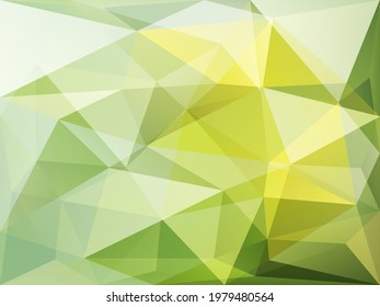 Abstract light green and yellow geometric background. Low polygonal vector mosaic, digital design
