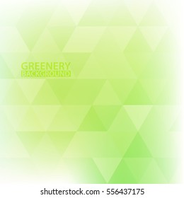Abstract light greenery background textured by triangles. Green vector pattern.
