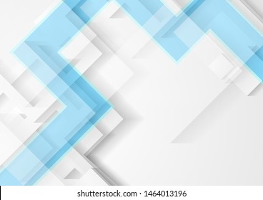 Abstract light grey and blue technology geometric background. White minimal composition with square shapes. Modern vector design