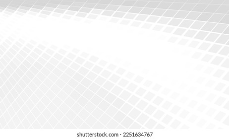 Abstract light grey perspective grid on a white background with copy space. Minimal vector graphic pattern