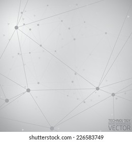 Abstract light grey technology vector background. Connection structure. Vector science background. Polygonal vector background