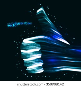 Abstract light Hand in GOOD Sign, futuristic vector illustration eps10